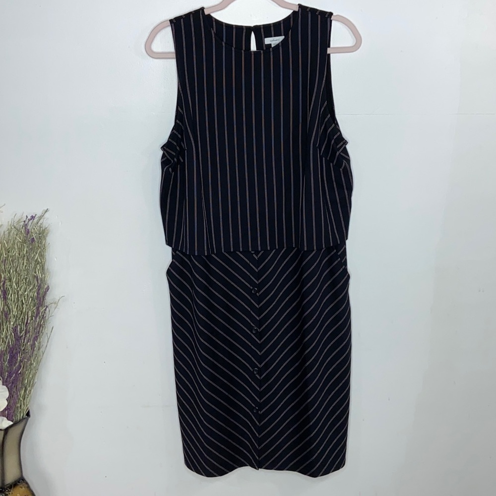J.Jill Ponte Tier Striped Dress with Pockets NWT